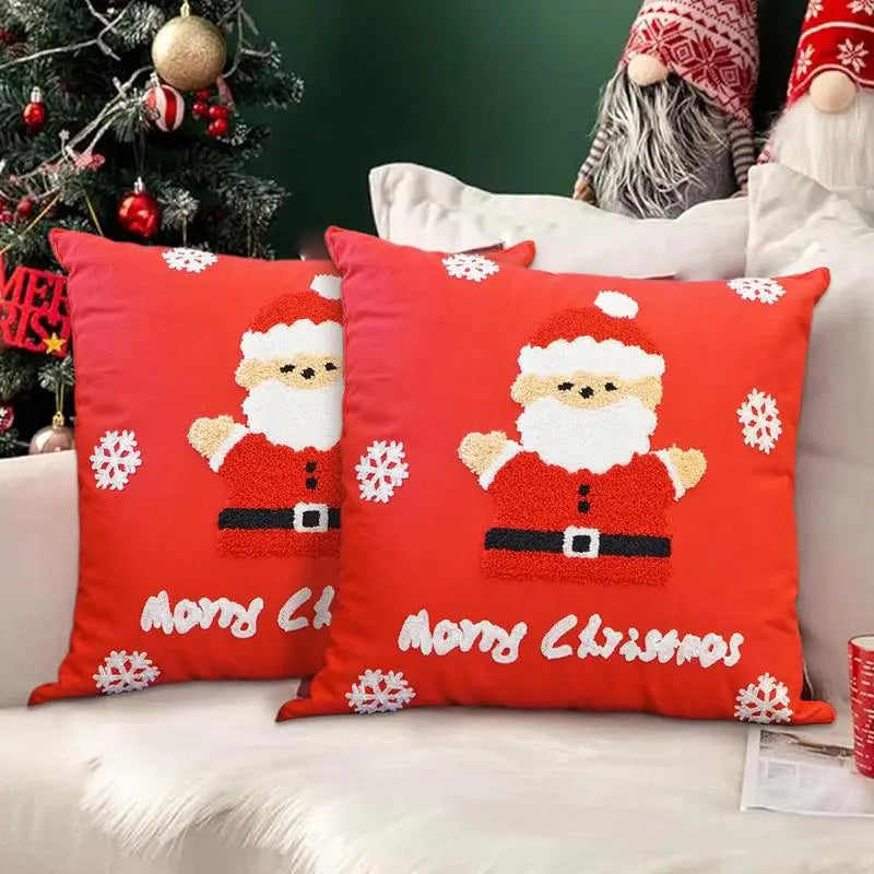 Christmas Pillow Covers Santa Claus Throw Pillow Case Christmas Red Decor Pillowcase Cushion Cases Holiday Home Decor For Living