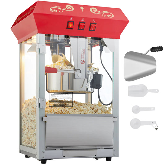 VEVOR 8/12Oz Electric Popcorn Maker Commercial Popper Machine  Automatic Corn Cookware with Scoop Spoon SUS304 Heating Tube