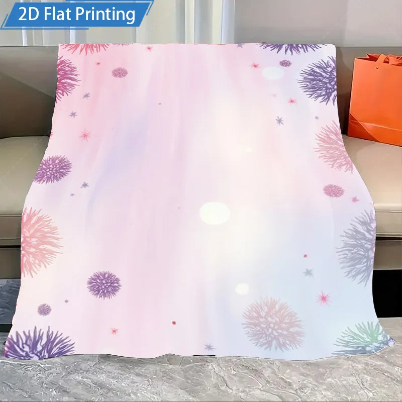 1pc Flannel Blanket Christmas Plaid Fleece Blanket with Snowflakes and Hearts - Cozy Holiday Decor