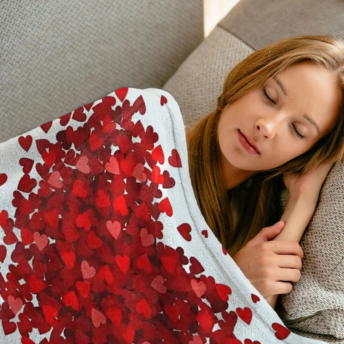 Cozy Love Flannel Throw Blanket - For Couples, Soft and Warm for All Seasons, Ideal for Valentine's Day or Birthday Gifts