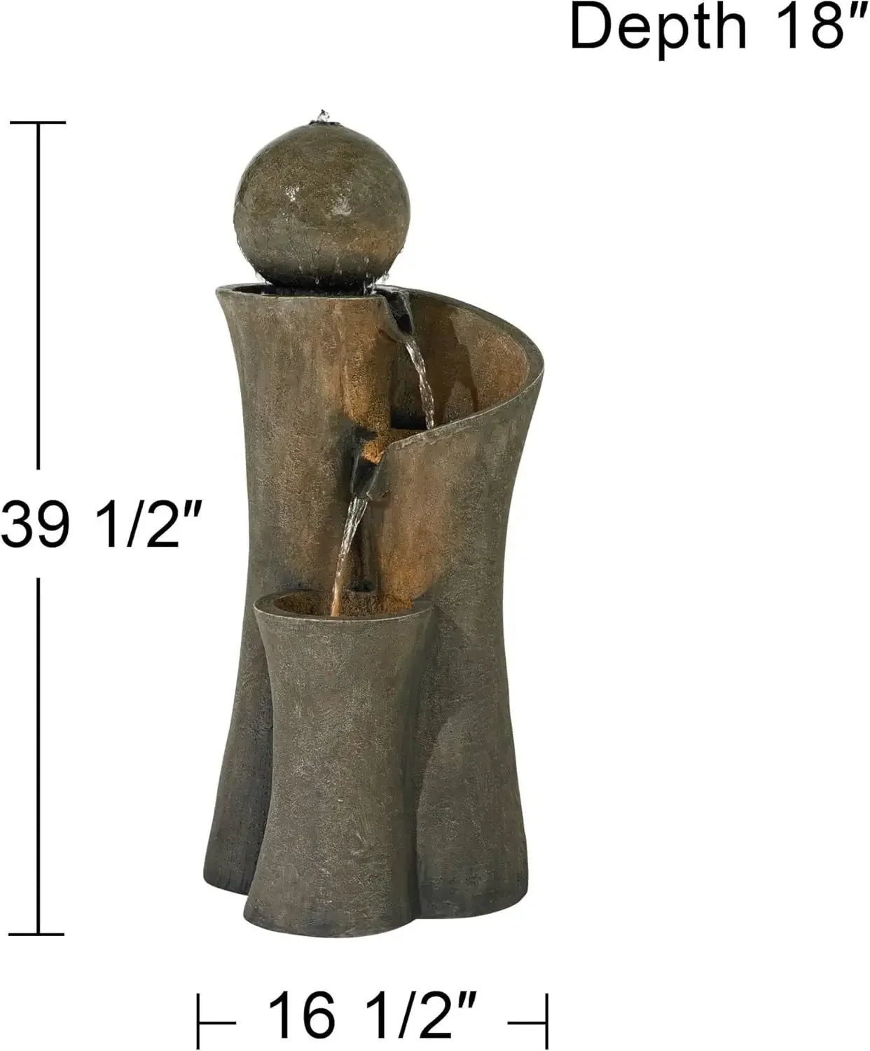 [XMSJ-Limited Stock, Buy Now!]39 1/2" High Large Modern Zen Indoor Outdoor Decor Faux Stone Floor Fountain with Light LED Waterf