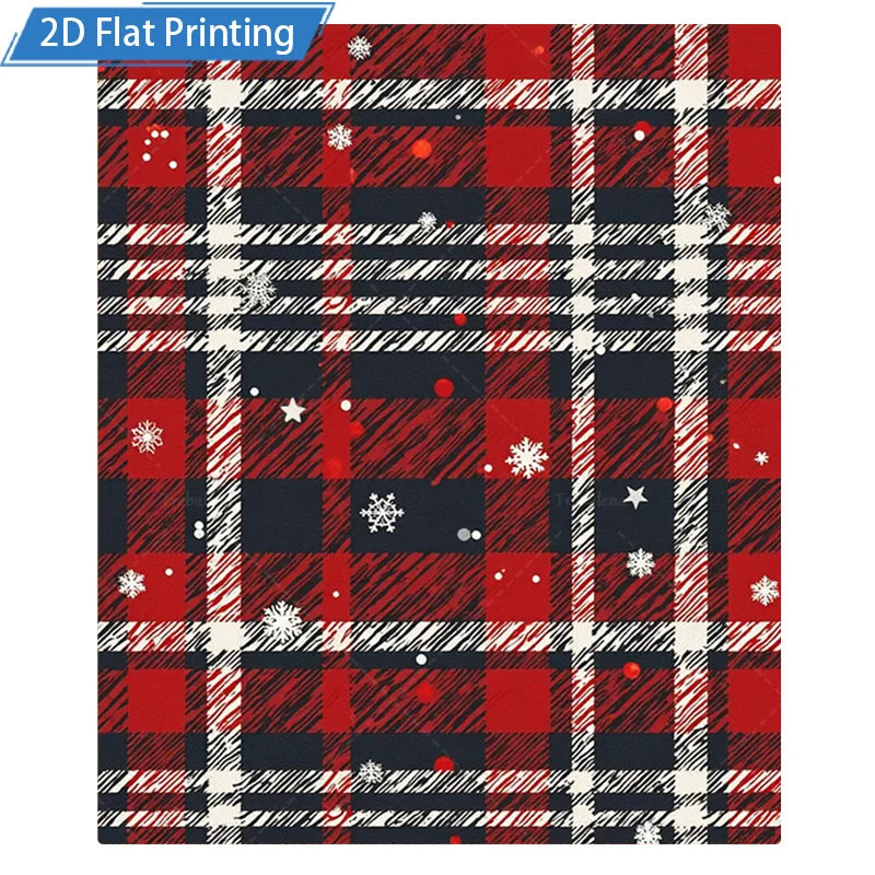 1pc Flannel Blanket Christmas Plaid Fleece Blanket Red Black White Snowflake Pattern Cozy Winter Throw for Sofa Bed Home Decor