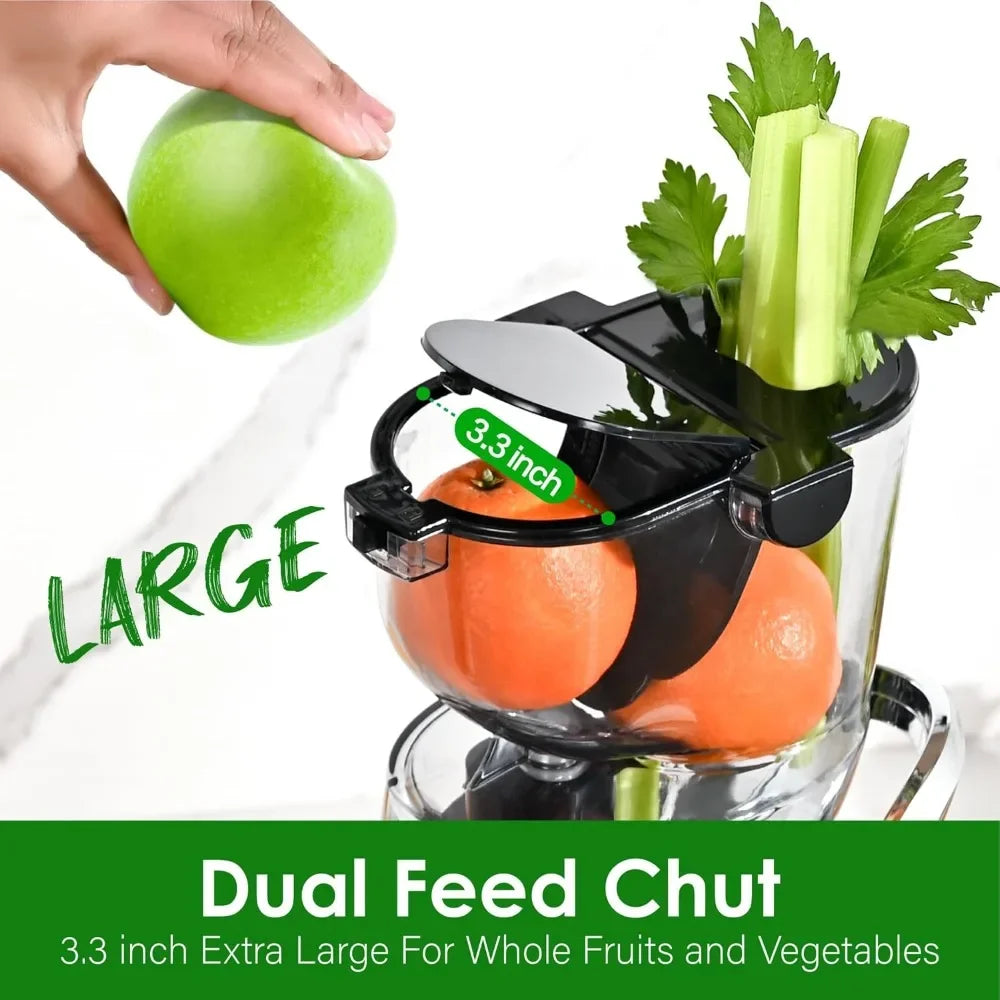 Machines,Slow Masticating Juicer Machine, With 3.26" Wide Feed Chute for Whole Fruits and V
