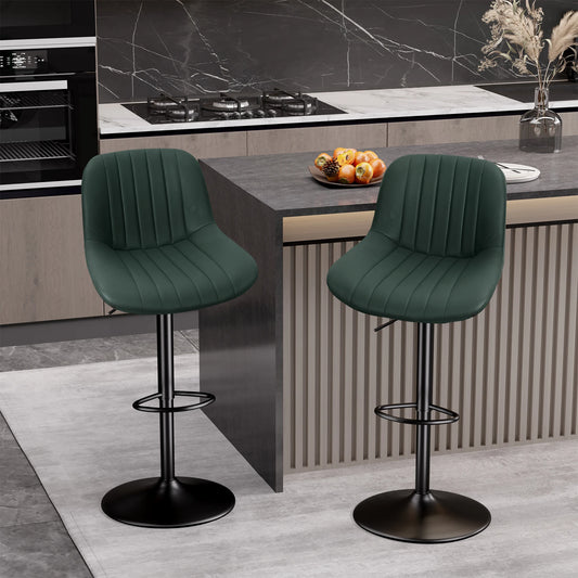 Bar Stool 2-Piece Set, Adjustable Modern Rotating Bar Stool with Backrest, Counter High Performance Fabric Island Chair