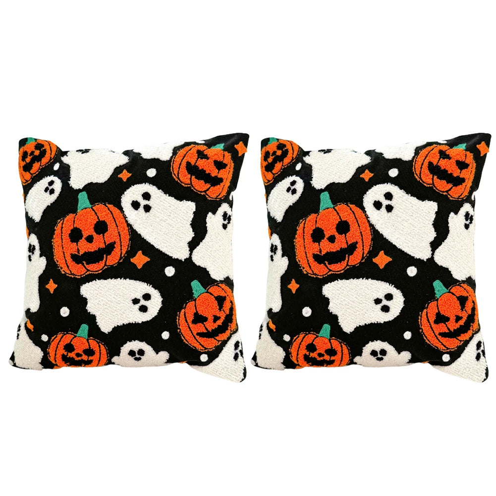2PCS 45*45cm Halloween Pumpkin Cushion Cover Throw Pillow Cover Pumpkin Fall Decorative Soft Pillowcase for Couch Pillow