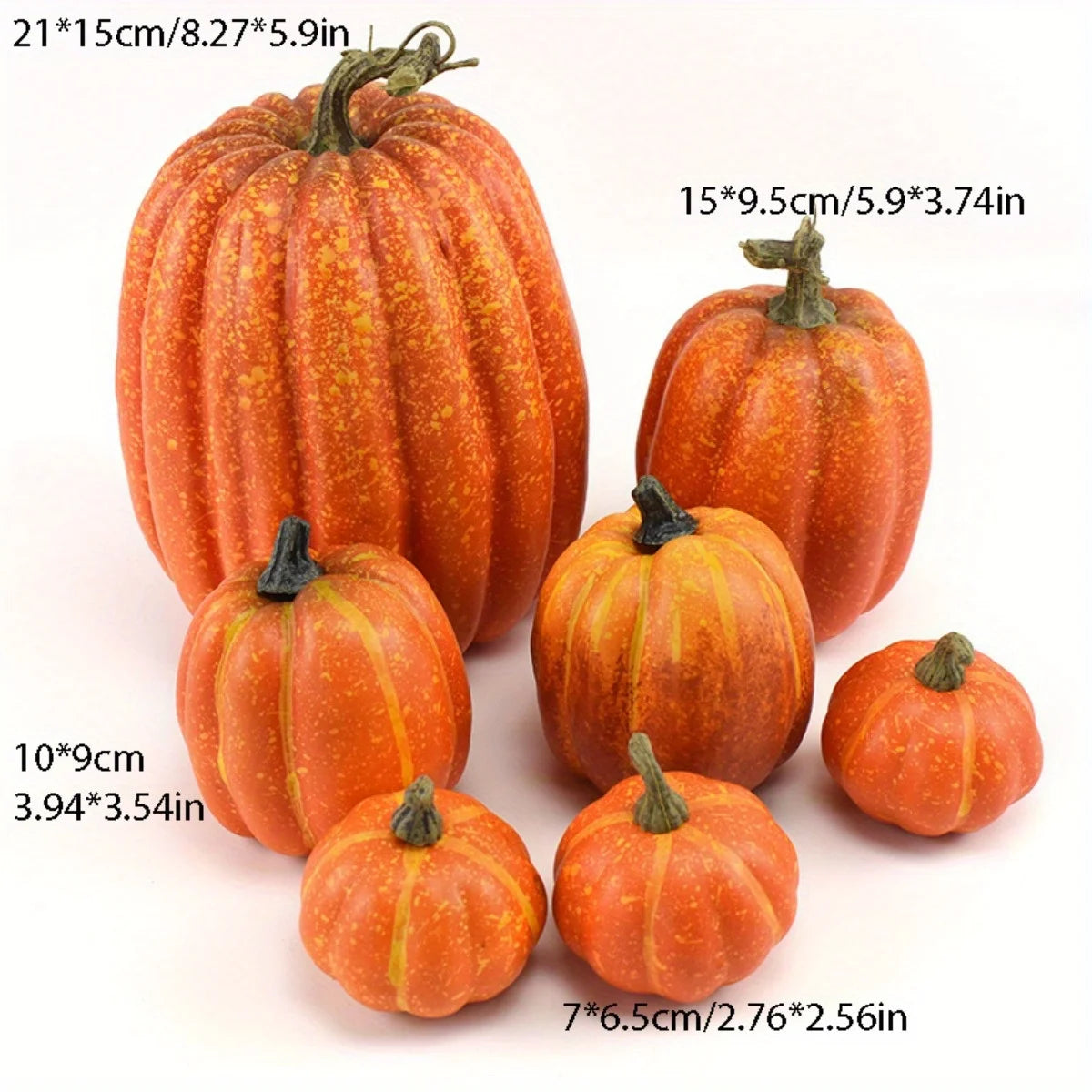 7/ 8PCS Fake Pumpkin Fall Decorations, Orange White Artificial Pumpkins Harvest Faux Foam Pumpkins for Fall Autumn Halloween