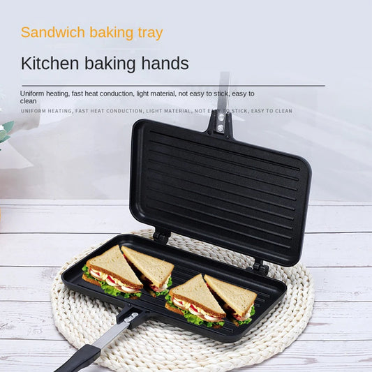 Breakfast Waffle Baking Pan Nonstick Easy Clean Frying Pan Multi-function Aluminium Alloy Double Side Portable  Bakeware