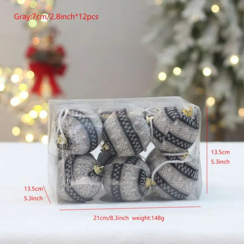 Hand Painted Christmas Ball Set Ornaments, 2.4 Inch Shatterproof Woven Fabric Ball Set for Xmas Tree Decor, Home Festival Decor
