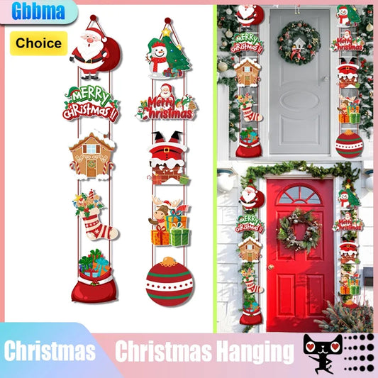 2024 Merry Christmas Hanging Door Banner Santa Claus Snowman Couplet Christmas Decorations， christmas decorations for home