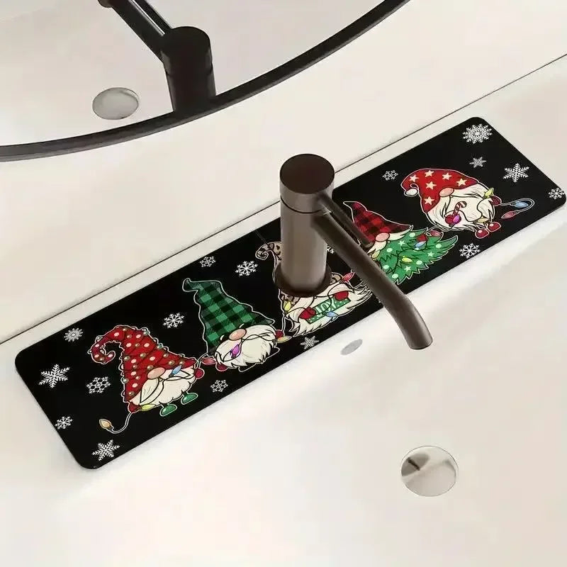 2025 Christmas Kitchen Absorbent Mat - Sink Faucet Mats for Home Navidad Decor & Xmas Ornaments