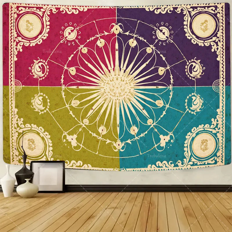 1pc Wall Tapestry "Starry Night Snowscape Tapestry - Full Moon Over Winter Lake"