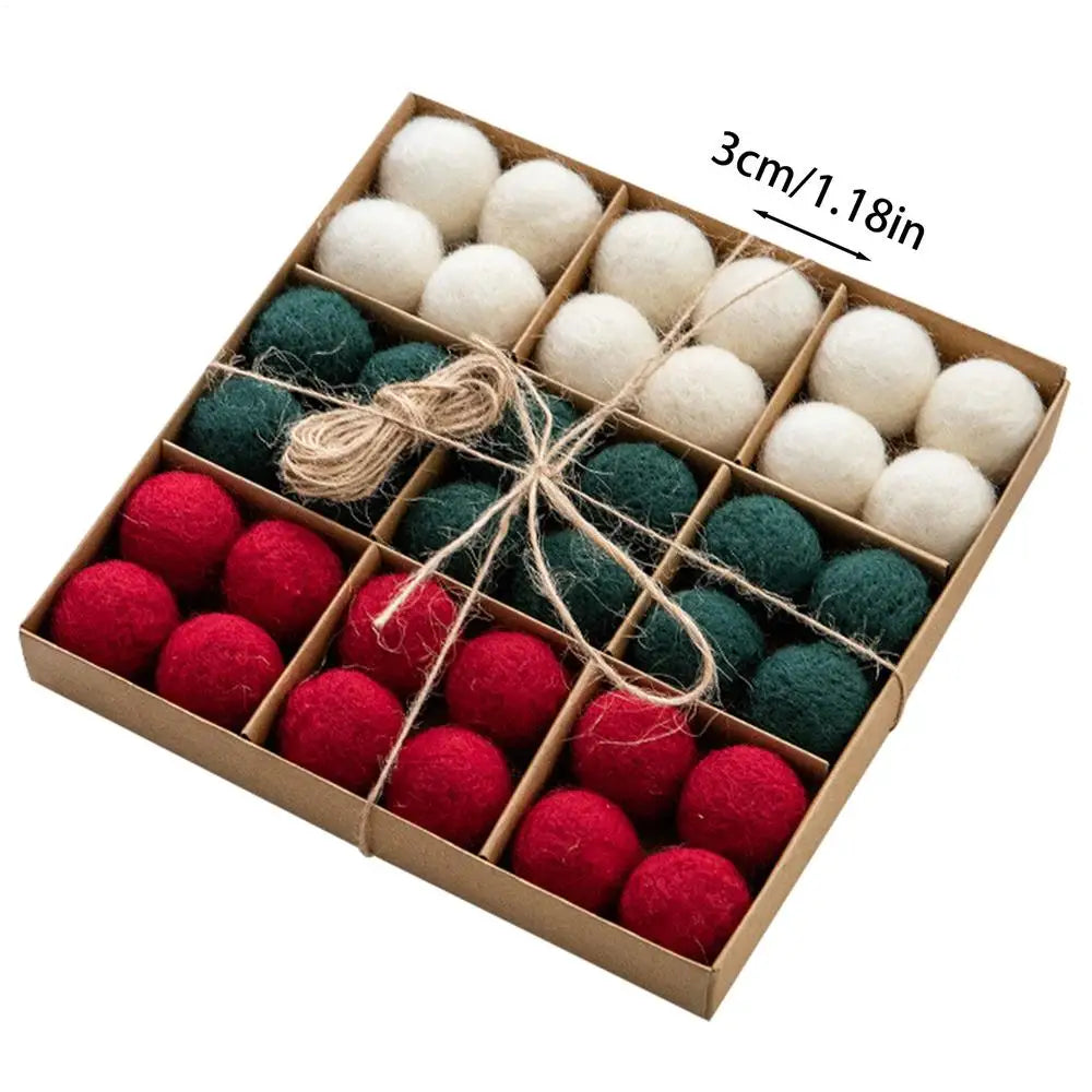 36pcs DIY Snowflake Ball Wool Felt Ball Christmas Prop Christmas Tree Atmosphere Decoration Ball Pendant Holiday Atmosphere Prop