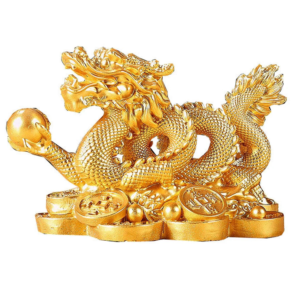 2024 Feng Shui Dragon Statue Attract Wealth New Year Dragon Sculpture Good Luck Auspicious Dragon Statuette for Home Office