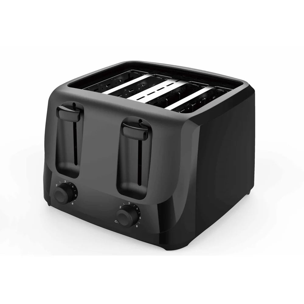 4 Slice Toaster with 6 Shade Settings Removable Crumb Tray Auto Centering Guides Easy Clean Cord Wrap Breakfast Snacks