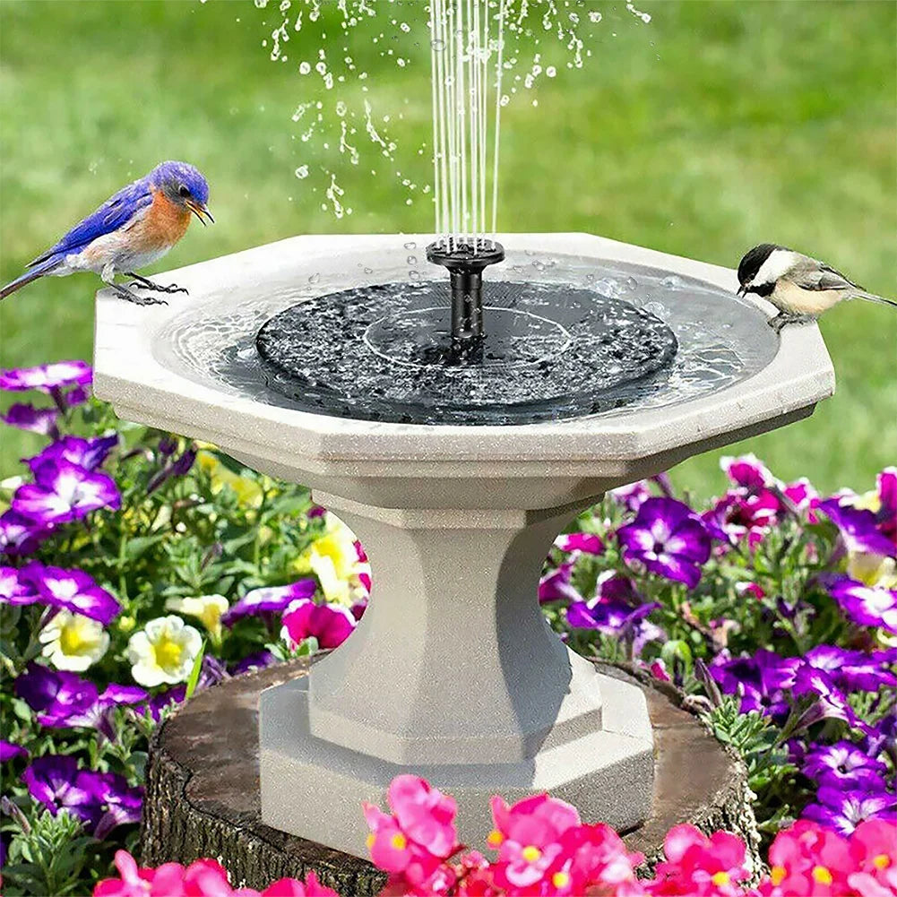 1W Solar Fountain Bird Bath Pond Patio Powered Fountain Pump with 6 nozzle Solar Bird Bath Fountain for Outdoor Bird Bath Garden
