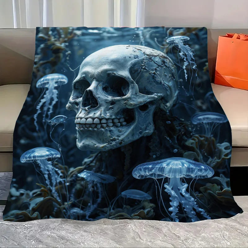 Flannel Blanket-Soft Lightweight All-season Halloween Pumpkin and Crow Cozy Baby Blanket Soft Plush Throw for Kids