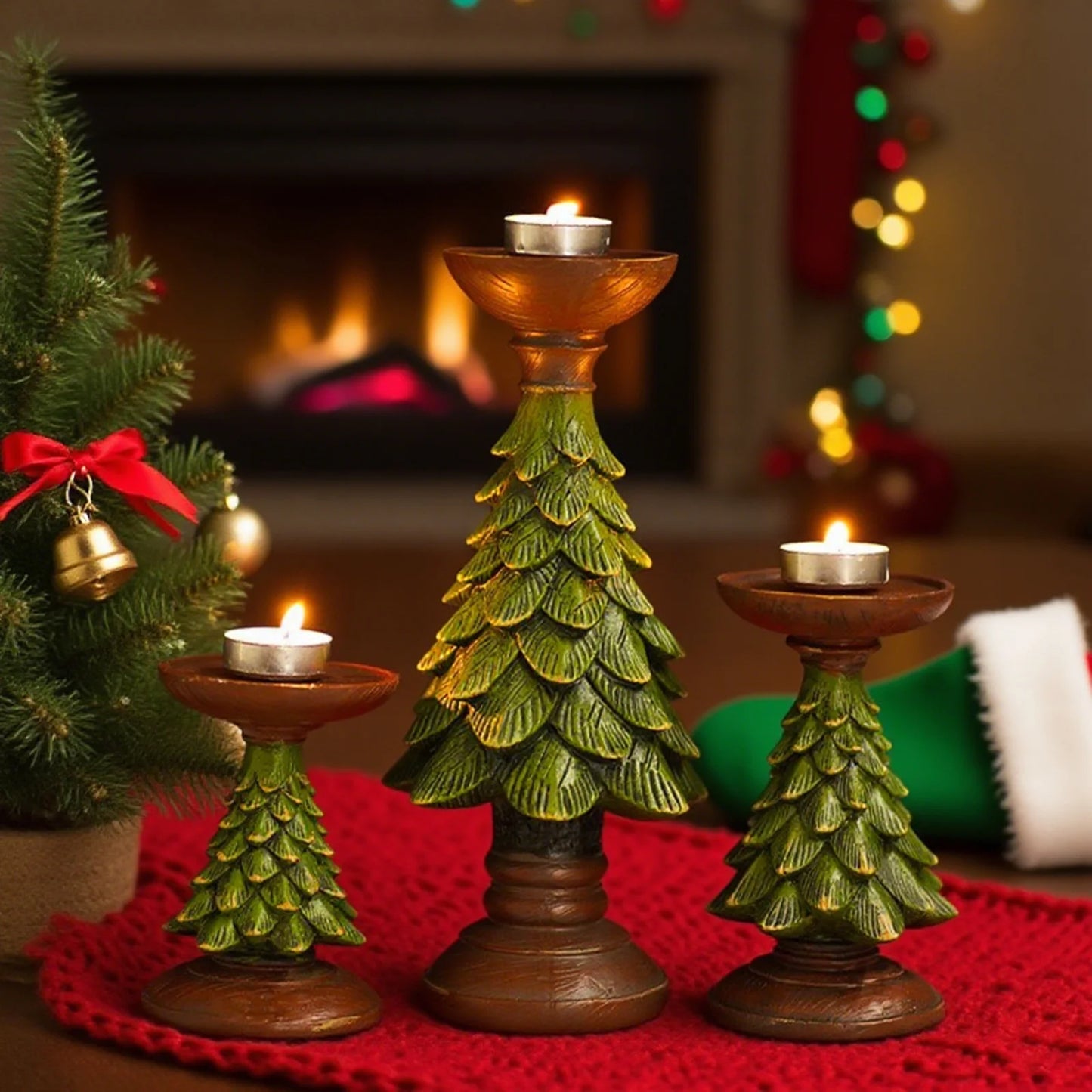 Christmas Tree Candle Holder Home Restaurant Counter Desktop Christmas Atmosphere Christmas Decoration Candle Ornaments New