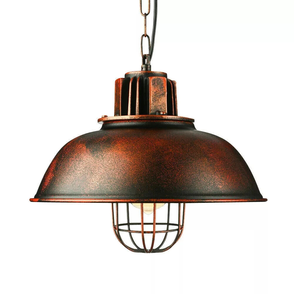 Vintage Industrial Pendant Light - Rustic Farmhouse Hanging Ceiling Lamp Fixture