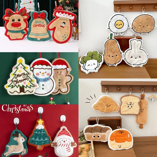 Kitchen Hand Towel Handkerchief Vegetable Hand Towel for Kitchen Bathroom Christmas Hand Towel Gifts Ababsorbent Handtowel 손수건