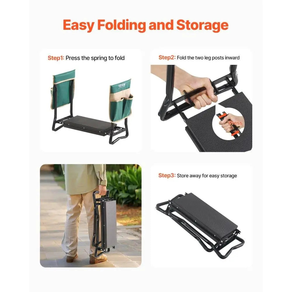 Folding Garden Stool with EVA Pad Heavy Duty Garden Kneeler and Seat for Comfortable Gardening