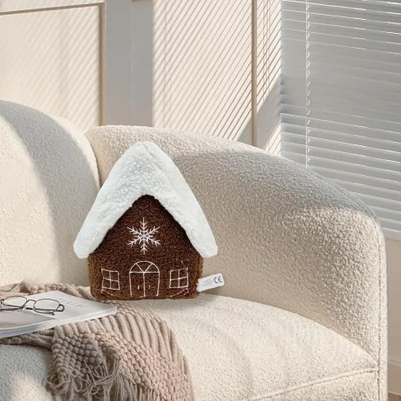 Christmas Gingerbread House Plush Toys Pillow Snow House Xmas Gingerbread House Cushion Christmas Tree Decor Doll Plushie