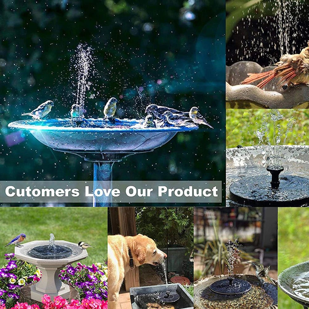 Outdoor Bird Bath Solar Powered Fountain Floating Water Pump Kits with 6 Spray Heads Pool Pond Aquarium Adornment