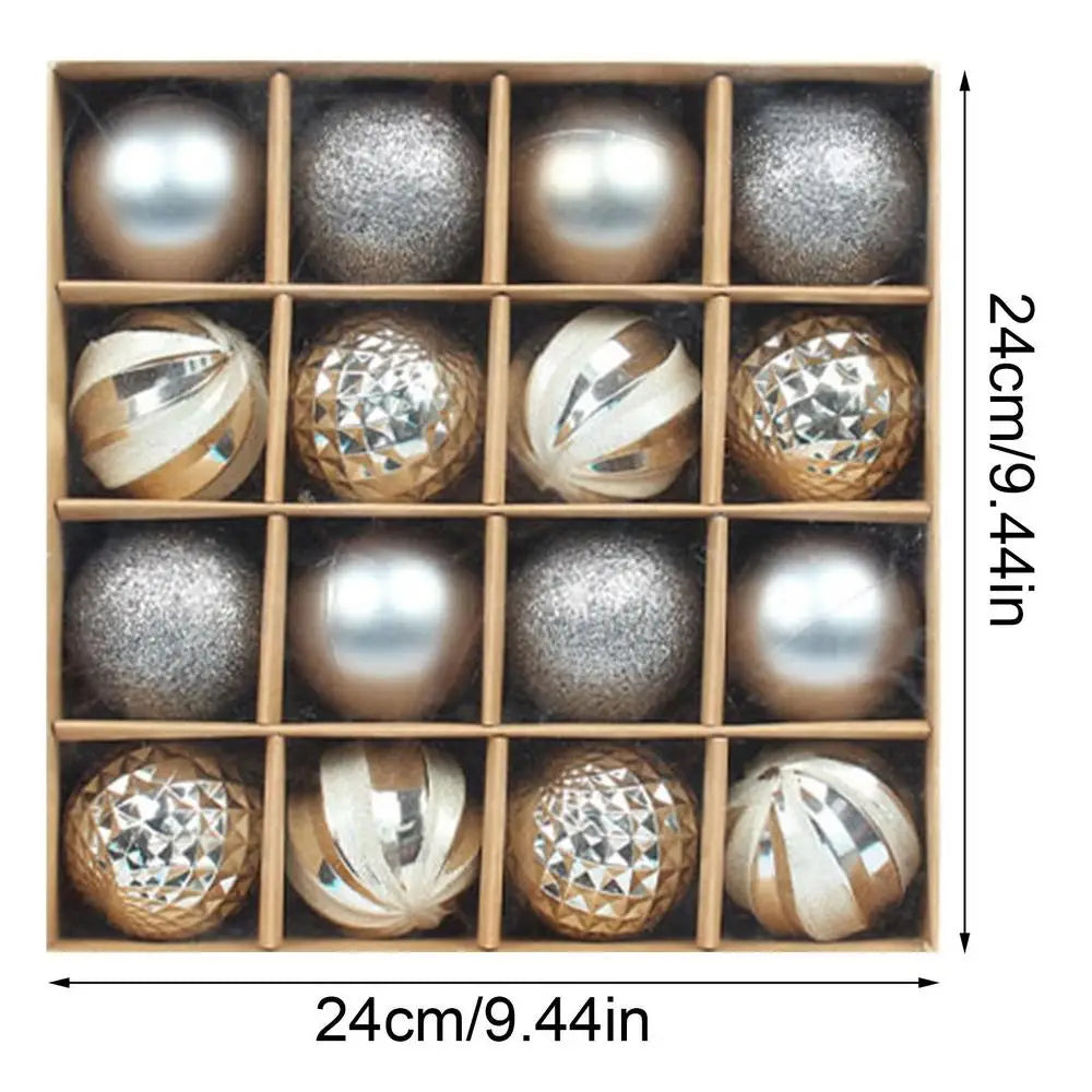 Christmas Tree Balls Hanging 25pcs Christmas Ball Ornaments Glittering Christmas Baubles PVC White Gold Ball Decorations Set