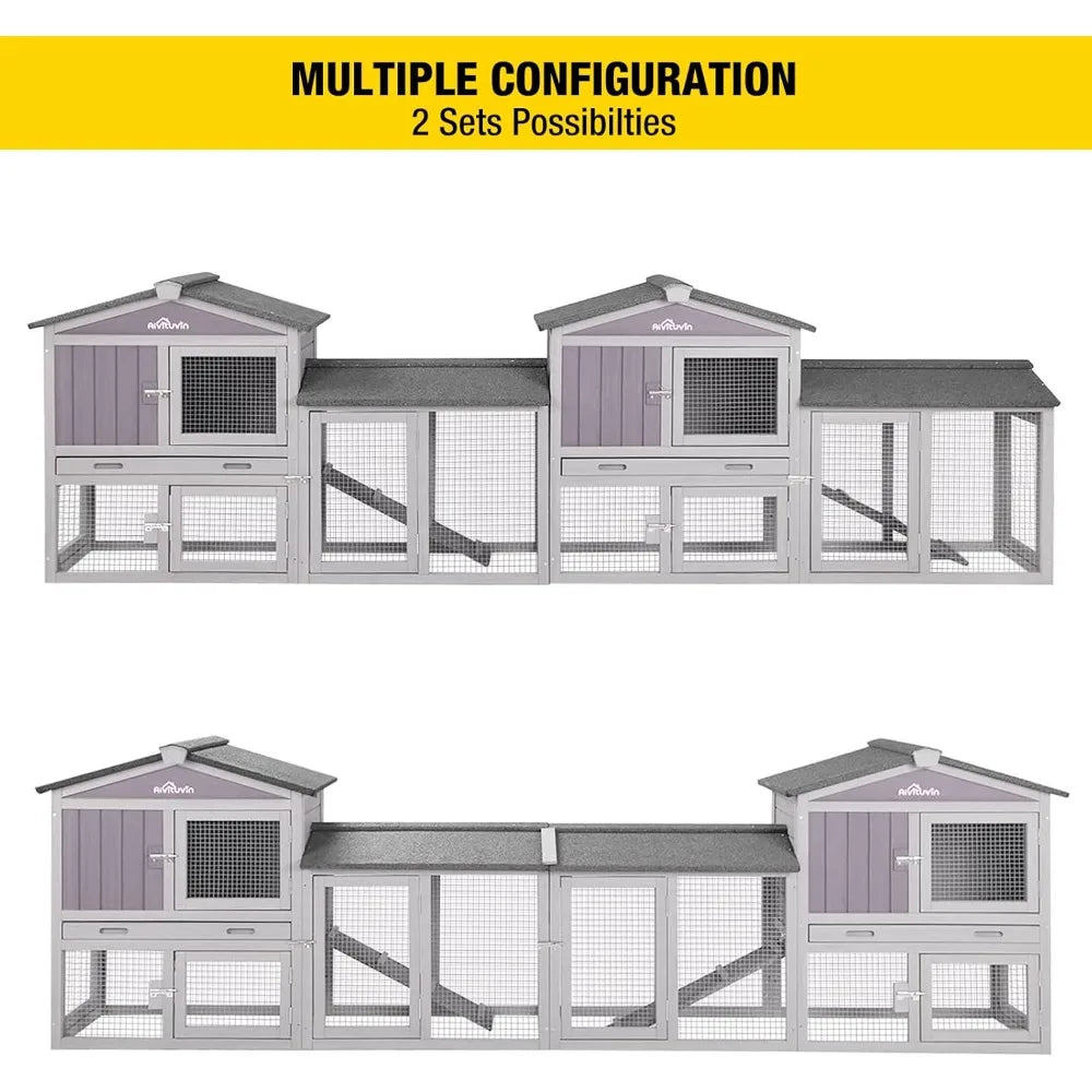 Chicken Coop for 2 Chickens, Wooden Duck House Outdoor Hen House Poultry Quail Cage-Expandable Design