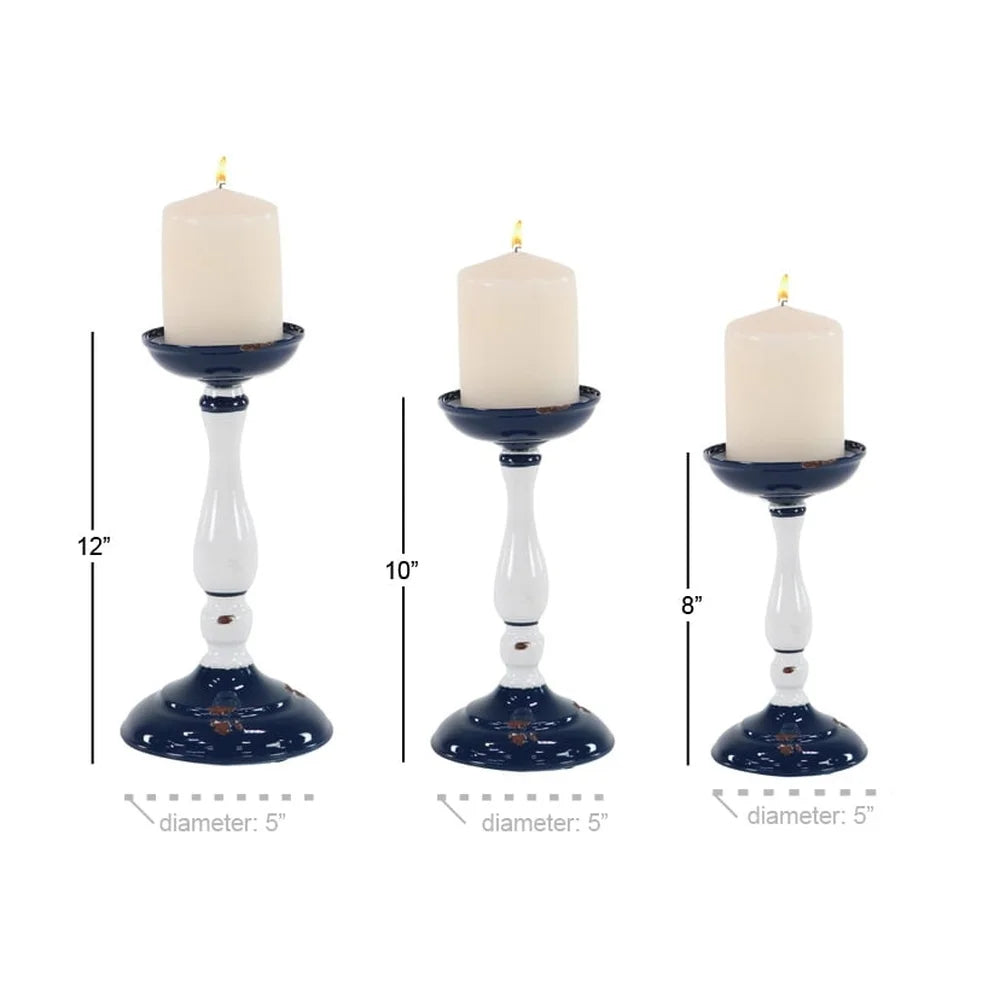 Rustic Metal Candle Holder Set of 3 Decorative Accent Votive Candles Unique Asymmetrical Design Textured Finish Home Decor