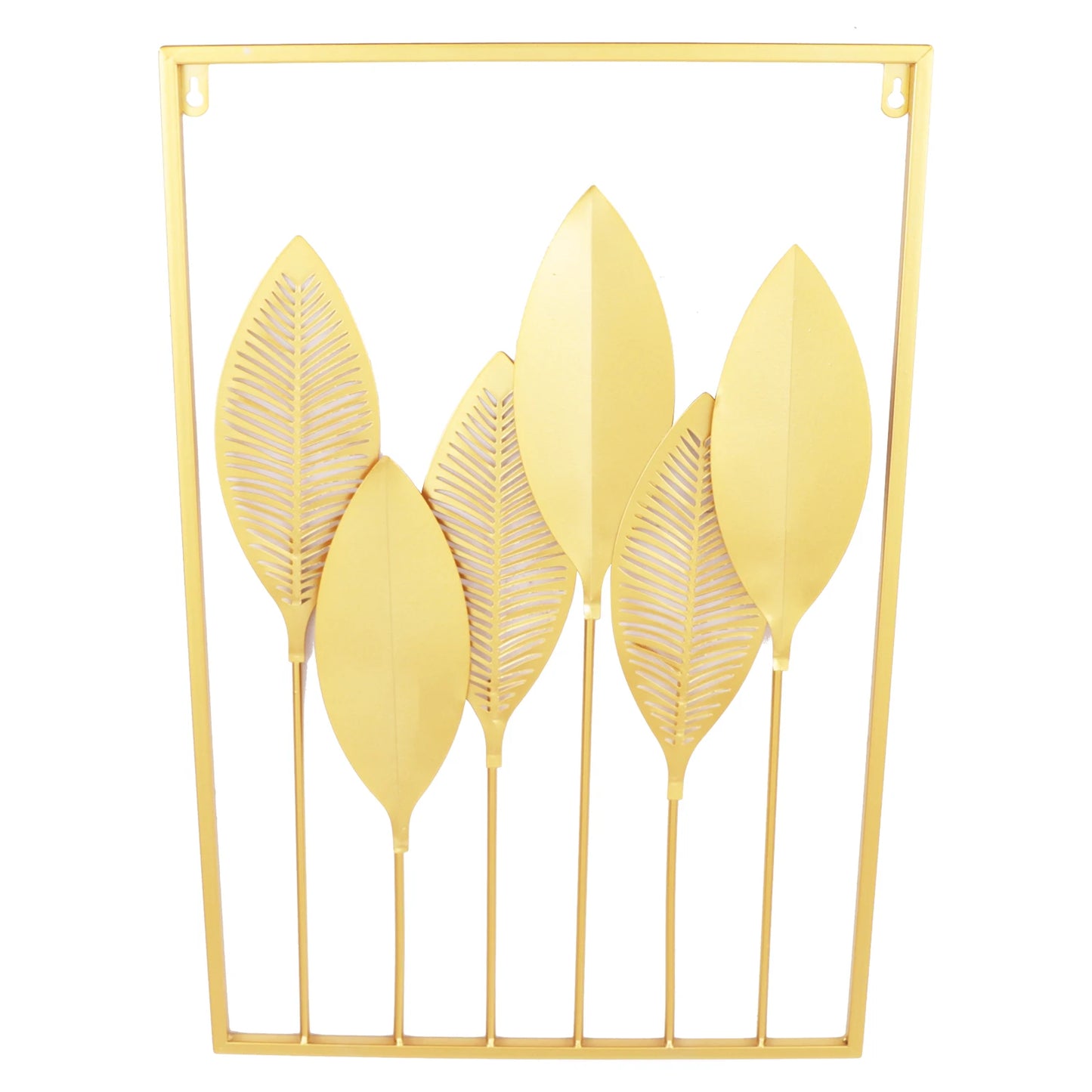 3 Pack Gold Metal Wall Art for Living Room, Large Leaf Frame Accent Leaves Wall Decor Home