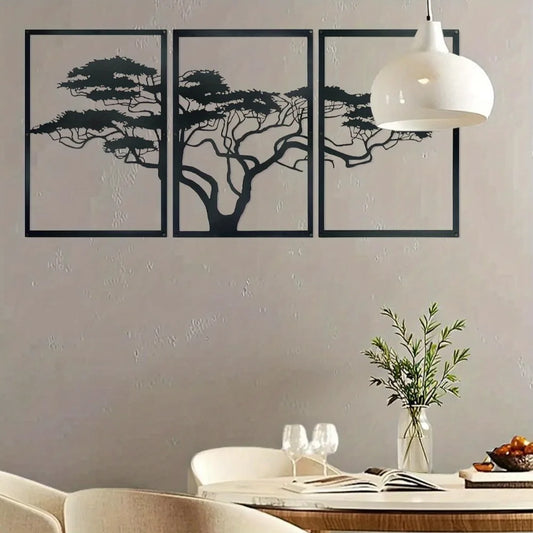 Handmade African Baobab Tree Metal Wall Sculpture - Tribal Free-Spirited Decor Tree of Life Art for Living Room Bedroom Dorm