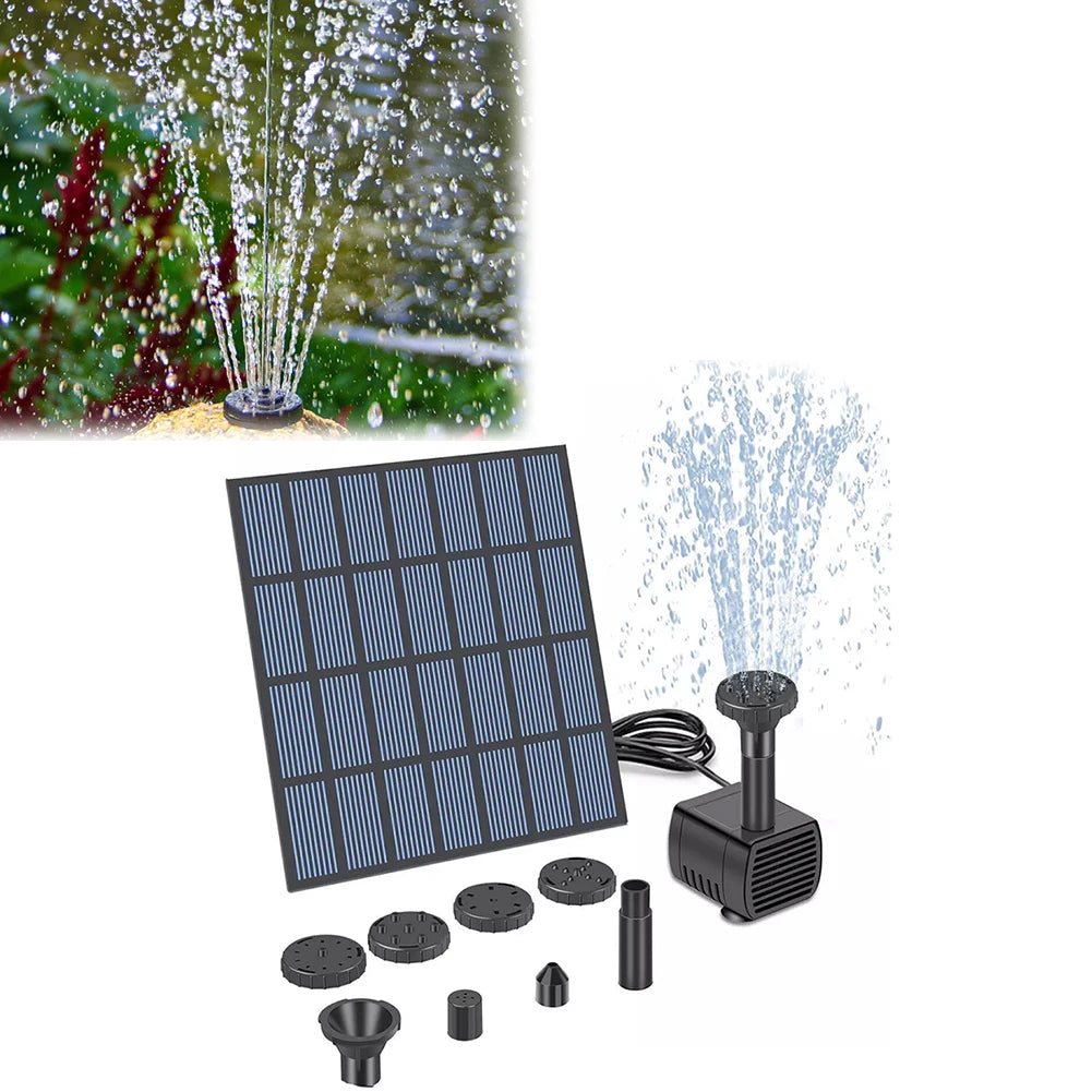 Solar Fountain Pond Pump Kit with Nozzles Solar Powered Fountain Water Pump Solar Pond Pump for Bird Bath Ponds Garden Fish Tank