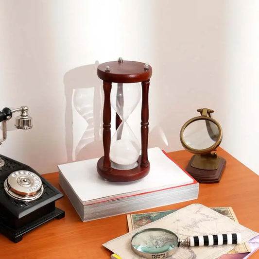Decorative Wood Frame Sand Timer-Sand Clock-Hourglass-Tabletop Object-5.75x5.75x11.75