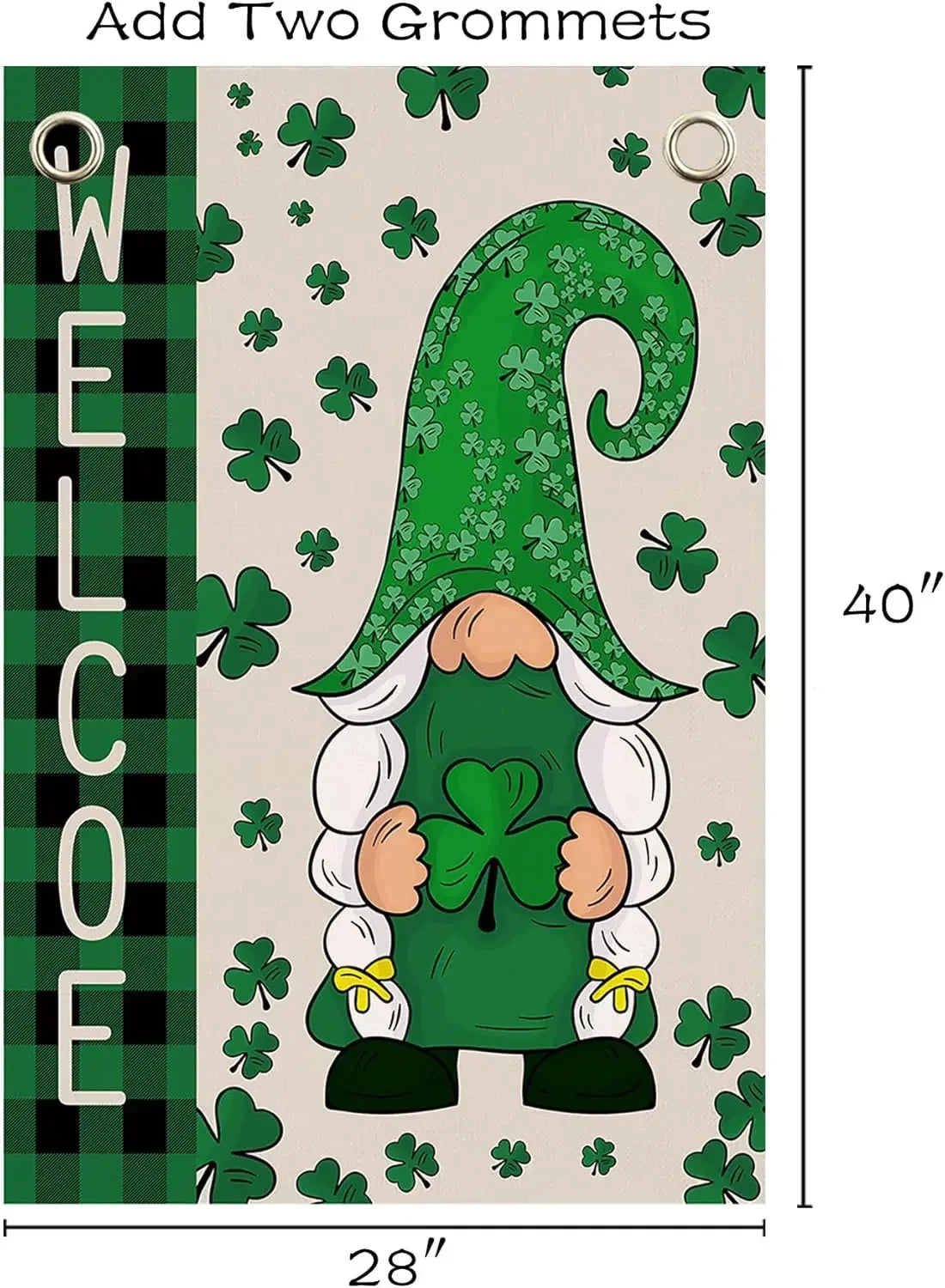 St Patrick's Day Flag,Shamrock Banner St Patricks Flag 28 x 40 Inch House Flag for Garden and Home Decorations