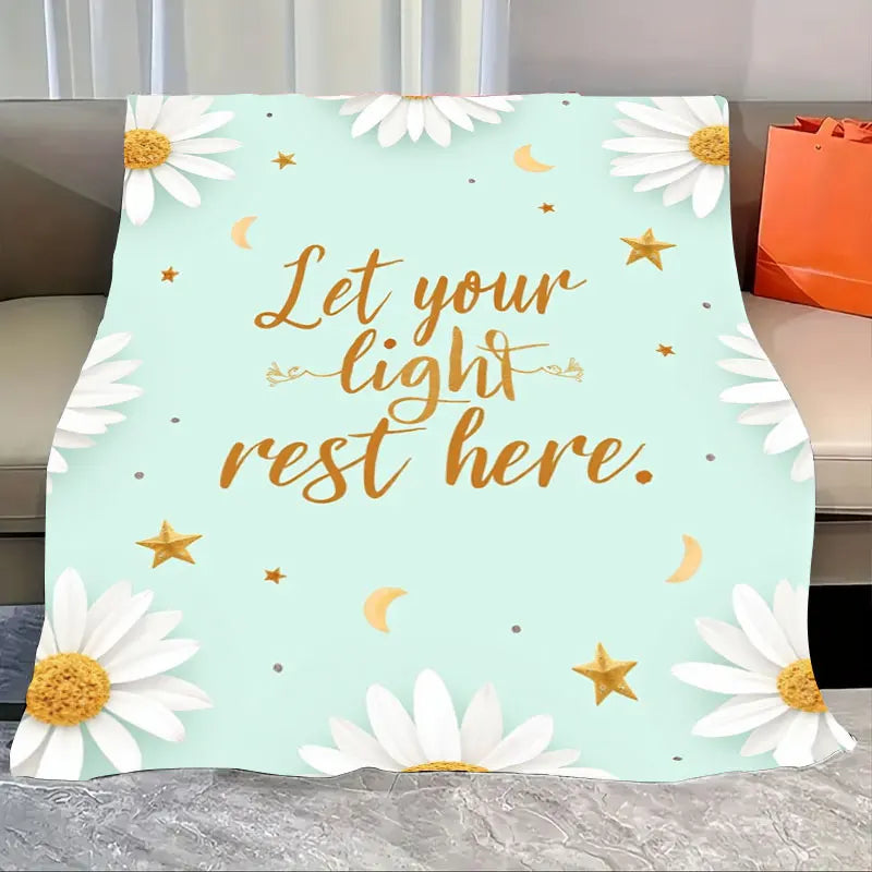 1pc Flannel Blanket "Cozy Floral 'The Sky Feels Like Home' Throw Blanket for Living Room"