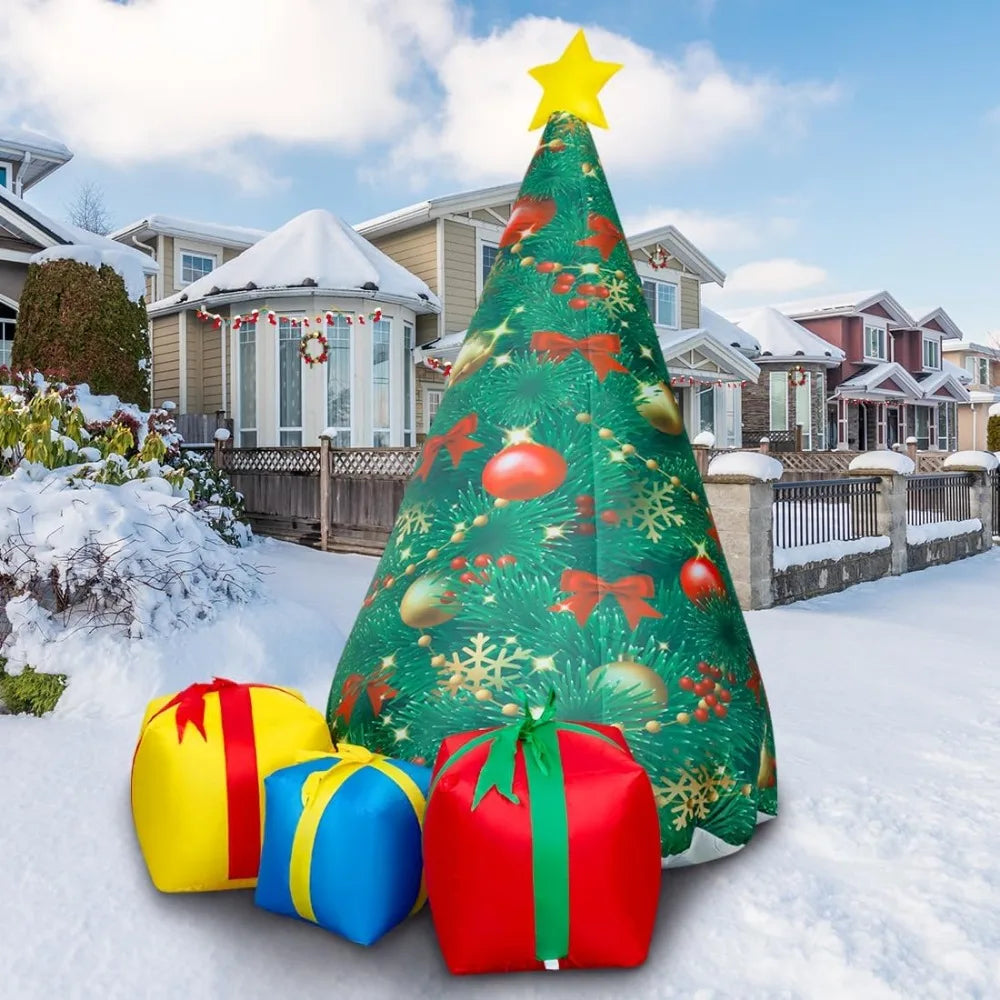 Christmas Tree Outdoor Inflatable Decoration with Built-in LED Lights for Holiday Yard and Lawn