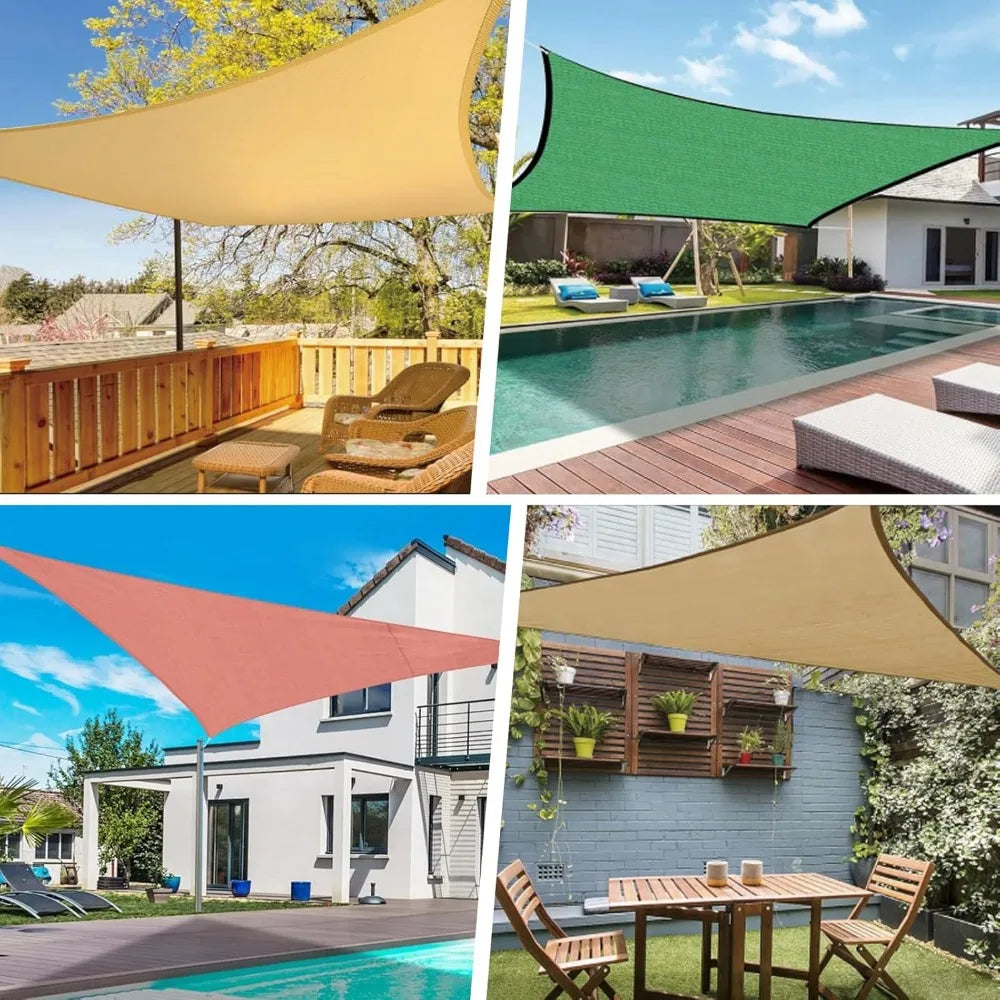 Sun Shade Sail Canopy, 6'x 10' Rectangle 95% UV Block Shade Cover for Outdoor, Backyard Patio, Lawn, Garden, Sandbox Carpor Ligh