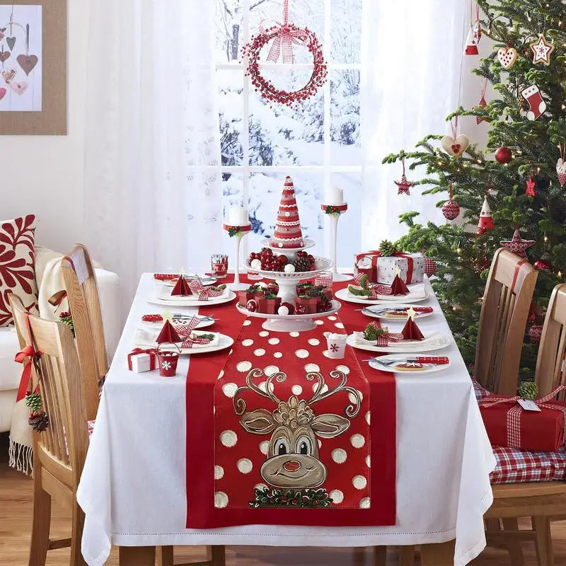 Christmas Table Runner Merry Christmas Table Decor Tablecloth 180x32cm Holiday Kitchen Dining Table Decoration Cloth Christmas