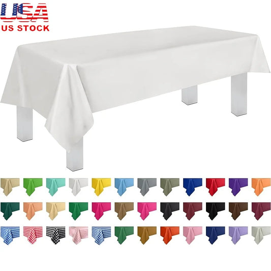 12 Pack Disposable Plastic Tablecloths 54x108 inch Premium Quality Table Covers Easy Clean Event Party Decor Indoor Outdoor Use