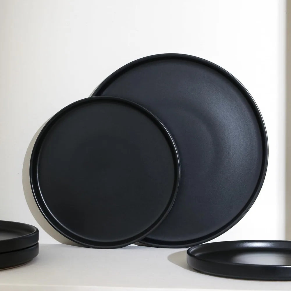 Celina Modern Stoneware 16-Piece Dinnerware Set: Cereal Bowls, Dinner Plates, and Plate-Bowl Combo