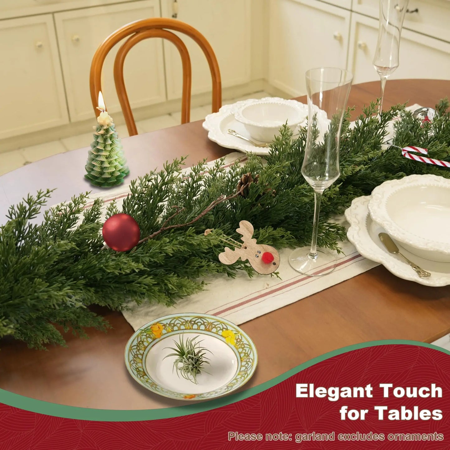 Artificial Christmas Garland 12FT Tall Faux Plant for Home Decor Indoor Outdoor Fake Lifelike Cypresses Pine Plants 1 p