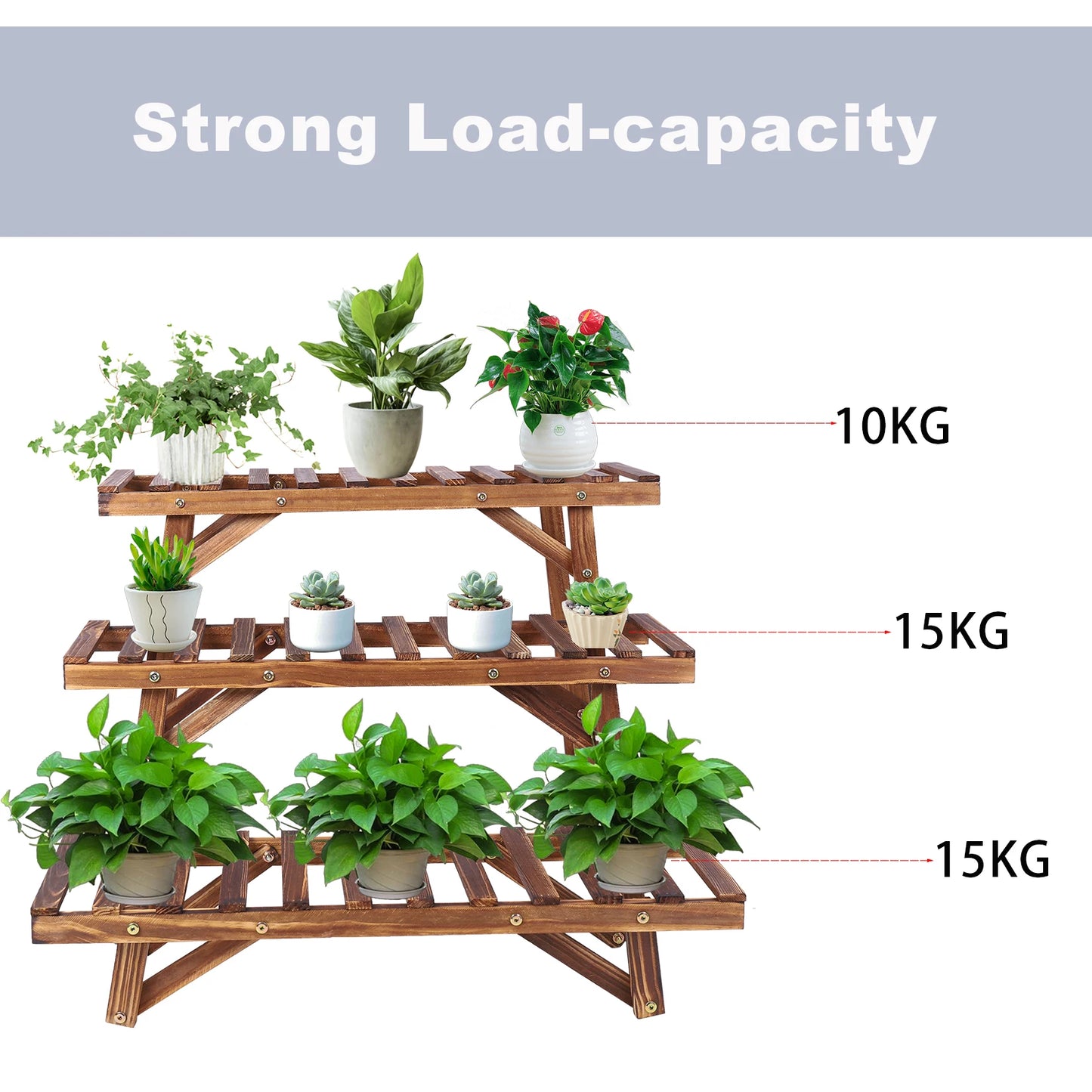 3 Tiered Plant Stand Step Indoor Outdoor Plant Pot Stand Corner Plant Shelves Flower Pot Holder for Patio Garden Balcony
