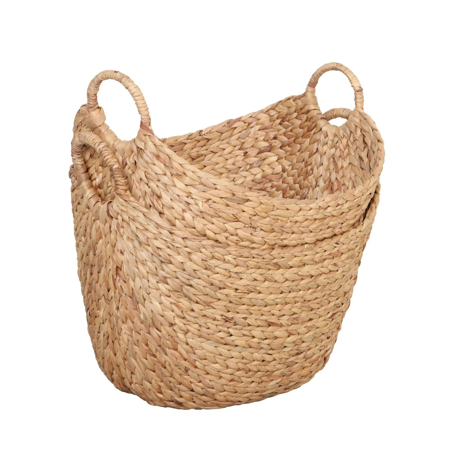 Better Homes & Gardens Extra Large Natural Water Hyacinth Boat Decorative Storage Basket, Set of 2