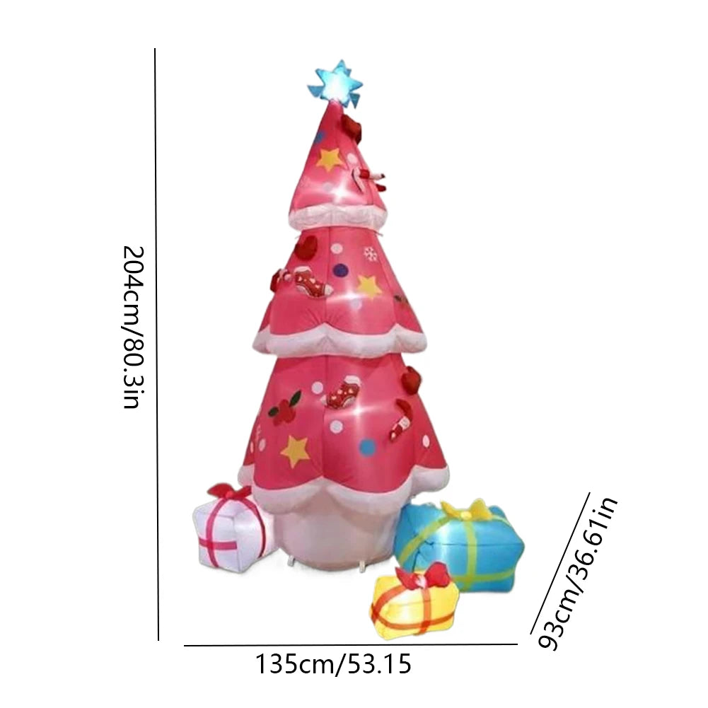 6.9FT Outdoor Inflatable Christmas Tree LED Lights Christmas Tree Blow Up Yard Decoration for Party Indoor Yard Garden Lawn
