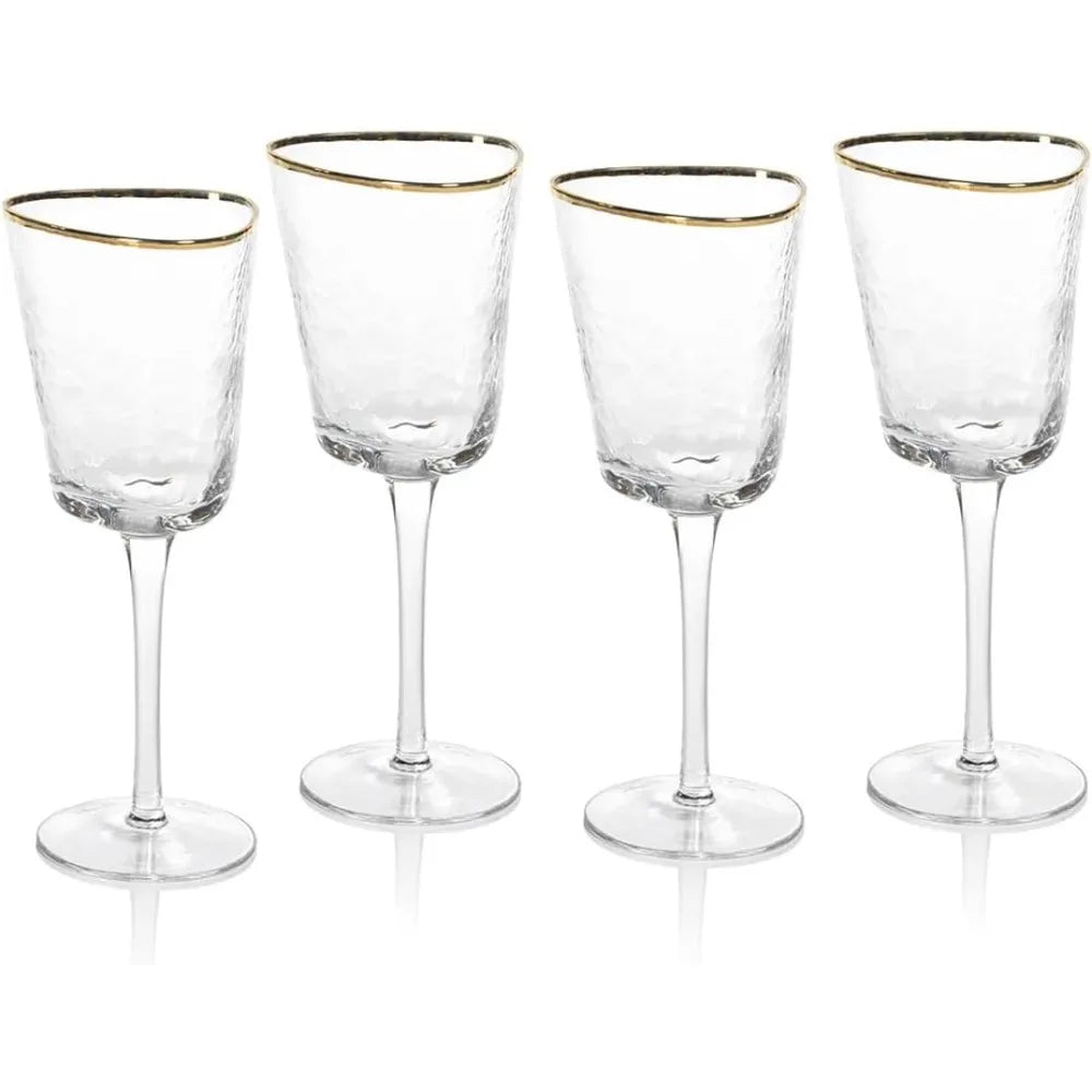 Amalfi Style Triangular Glassware Set with Gold Rims - 4 Piece Wine Glasses
