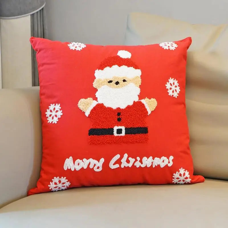 Christmas Pillow Covers Santa Claus Throw Pillow Case Christmas Red Decor Pillowcase Cushion Cases Holiday Home Decor For Living