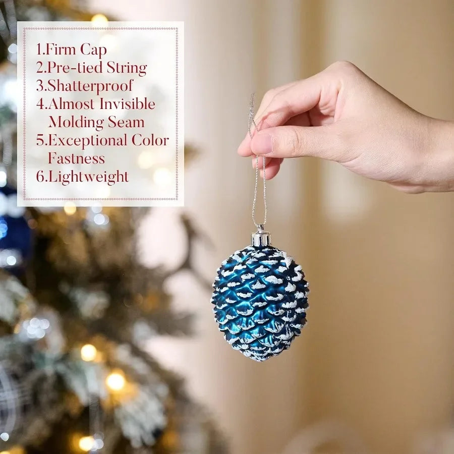 70piece navy blue and silver shatterproof Christmas tree ornaments set with woodland theme for holiday decorations ideal for Th