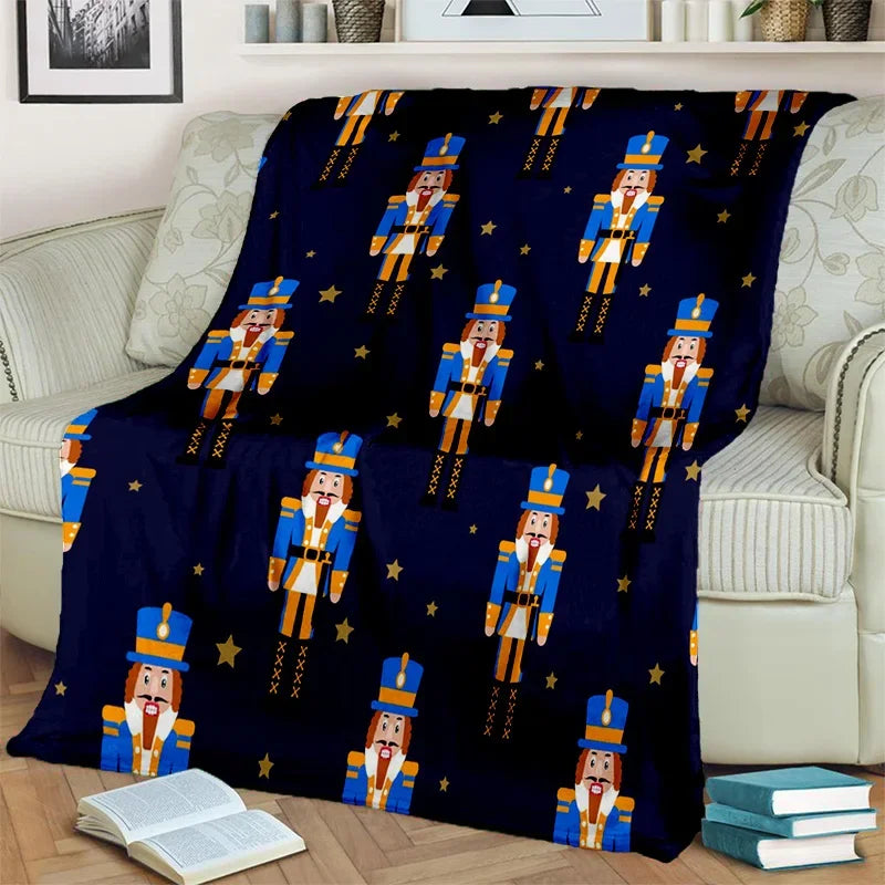 Nutcracker Christmas Tree Cartoon Blanket,Soft Throw Blanket for Home Bedroom Bed Sofa Picnic Travel Office Cover Blanket Kids