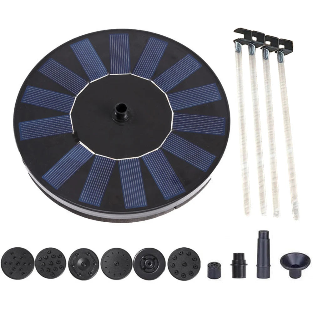 1.2W/1.4W 5LED Solar Fountain with 7 Nozzle Floating Solar Powered Water Fountain Pump for Bird Bath Garden Pond Pool Outdoor