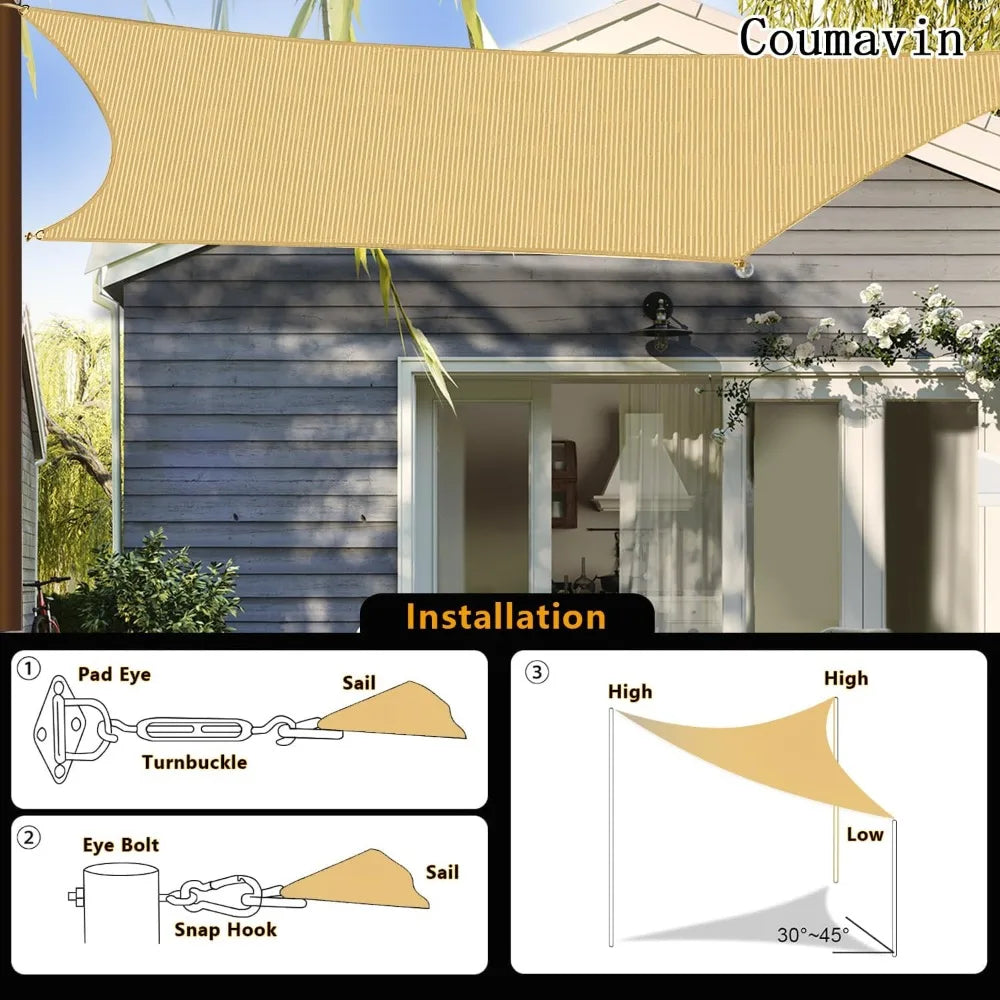 16'x20' Sun Shade Sail Rectangle Outdoor UV Block Square Canopy Sunshade Cover for Backyard Porch Pergola Deck Garden Patio, Tur